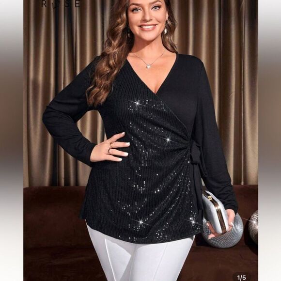 Emery Rose Sequence wrap Blouse - Picture 1 of 6